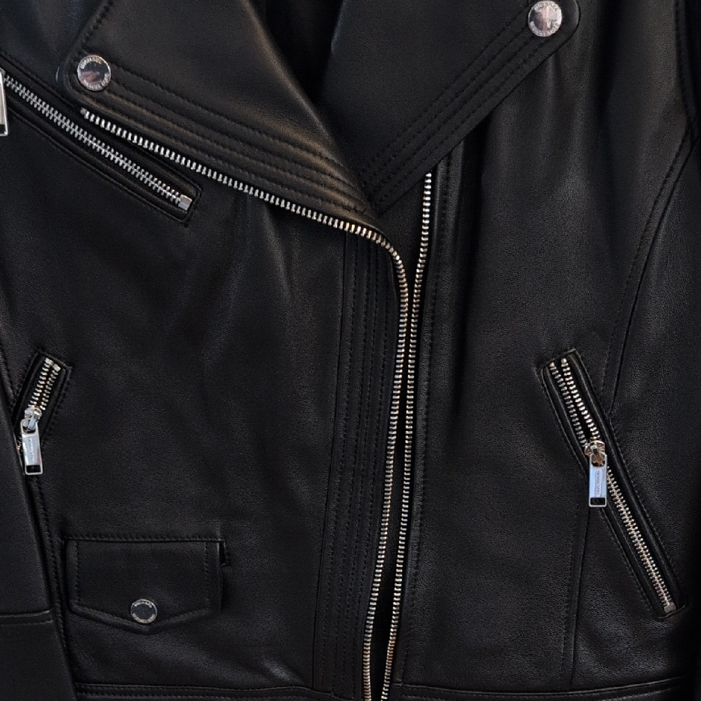 Michael Kors Black Leather Jacket - Picture 4 of 11